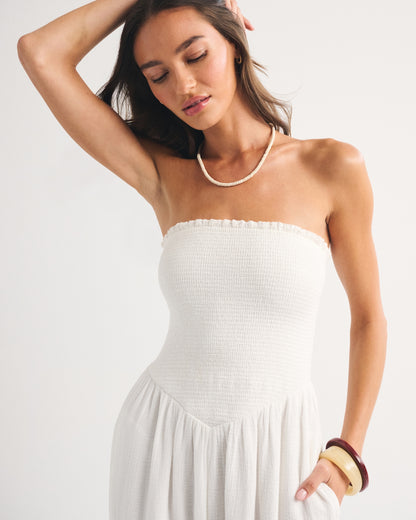 Abercrombie A&F Sydney Smocked Strapless Balloon Leg Jumpsuit
