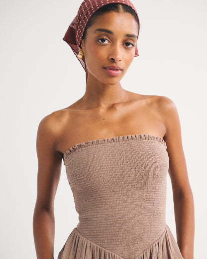 Abercrombie A&F Sydney Smocked Strapless Balloon Leg Jumpsuit