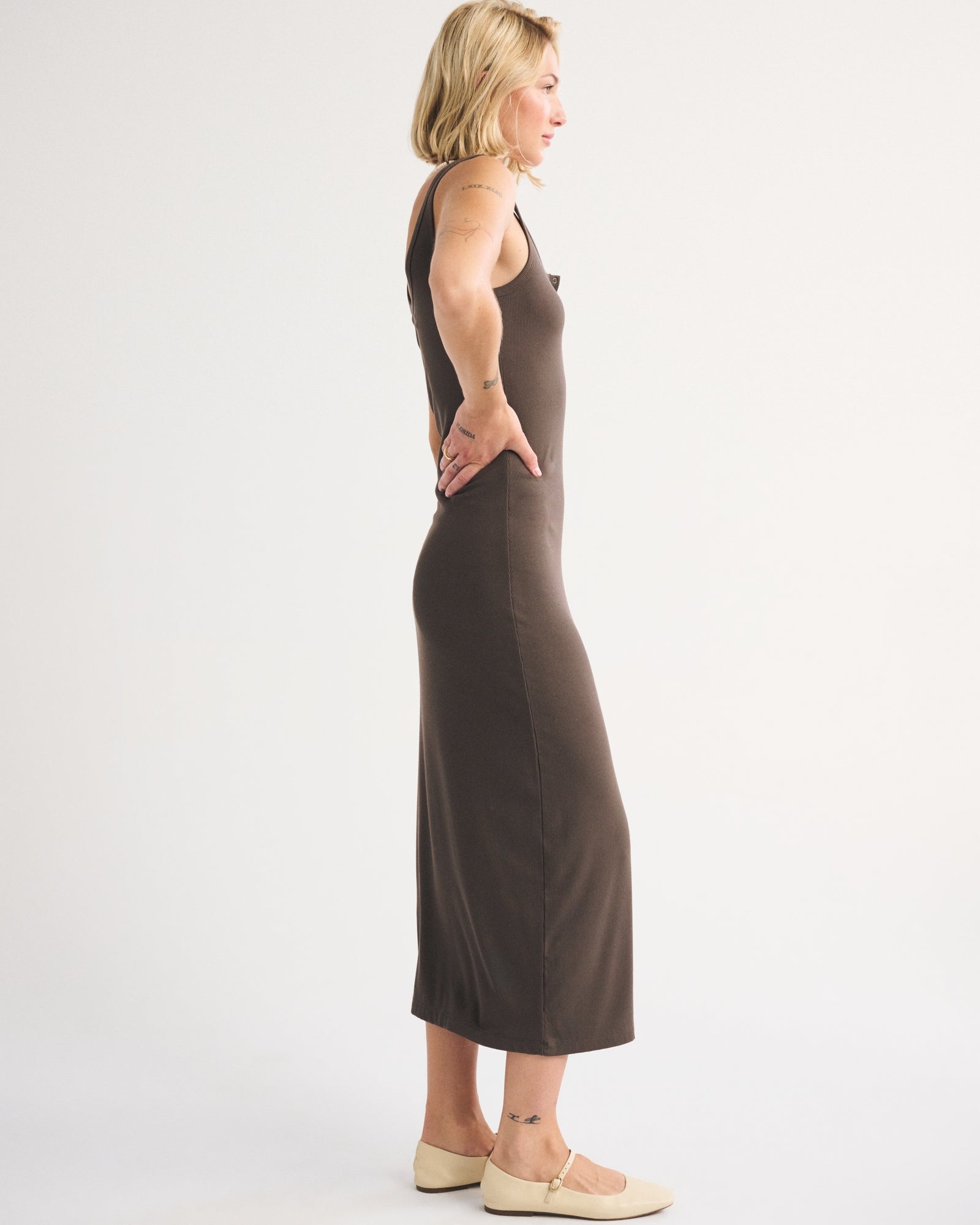 Abercrombie Scoopneck Button-Up Knit Midi Dress