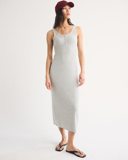 Abercrombie Scoopneck Button-Up Knit Midi Dress