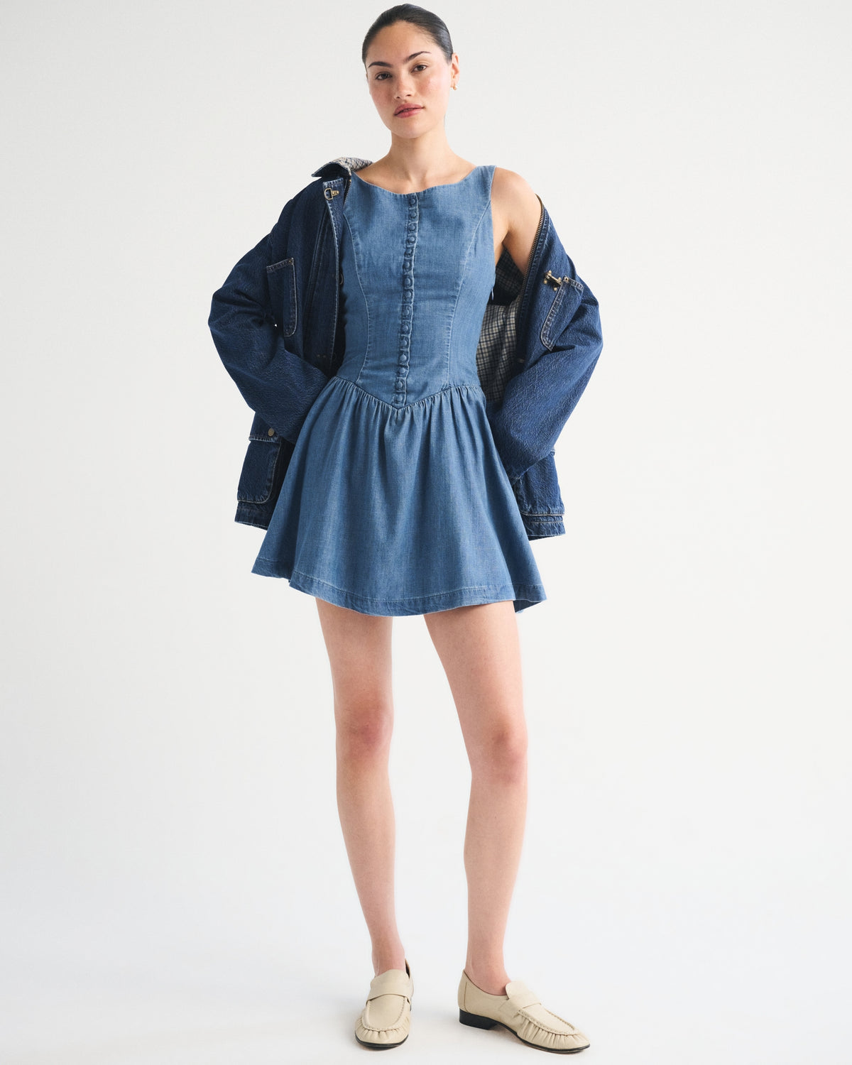 Abercrombie High-Neck Denim Mini Dress