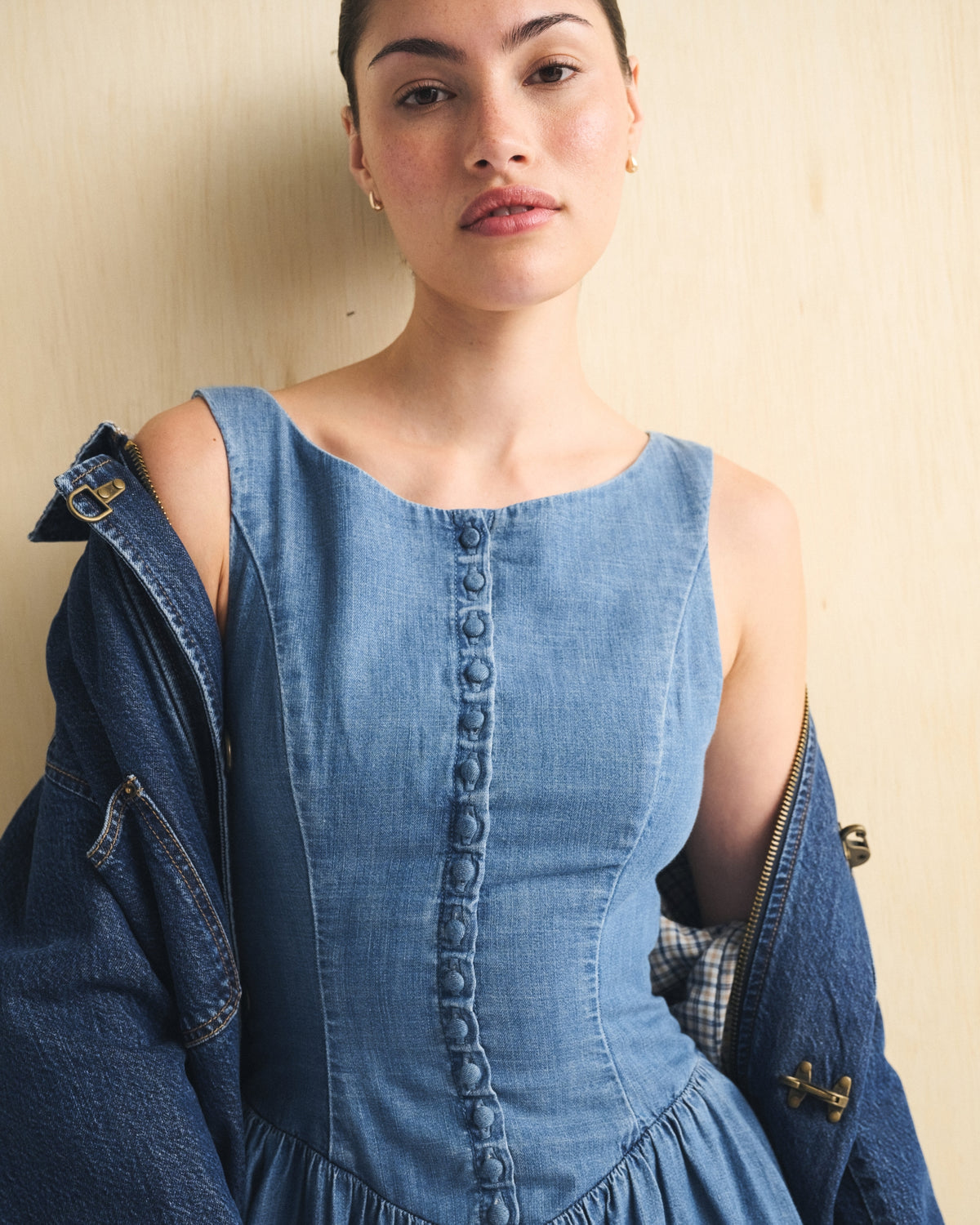 Abercrombie High-Neck Denim Mini Dress