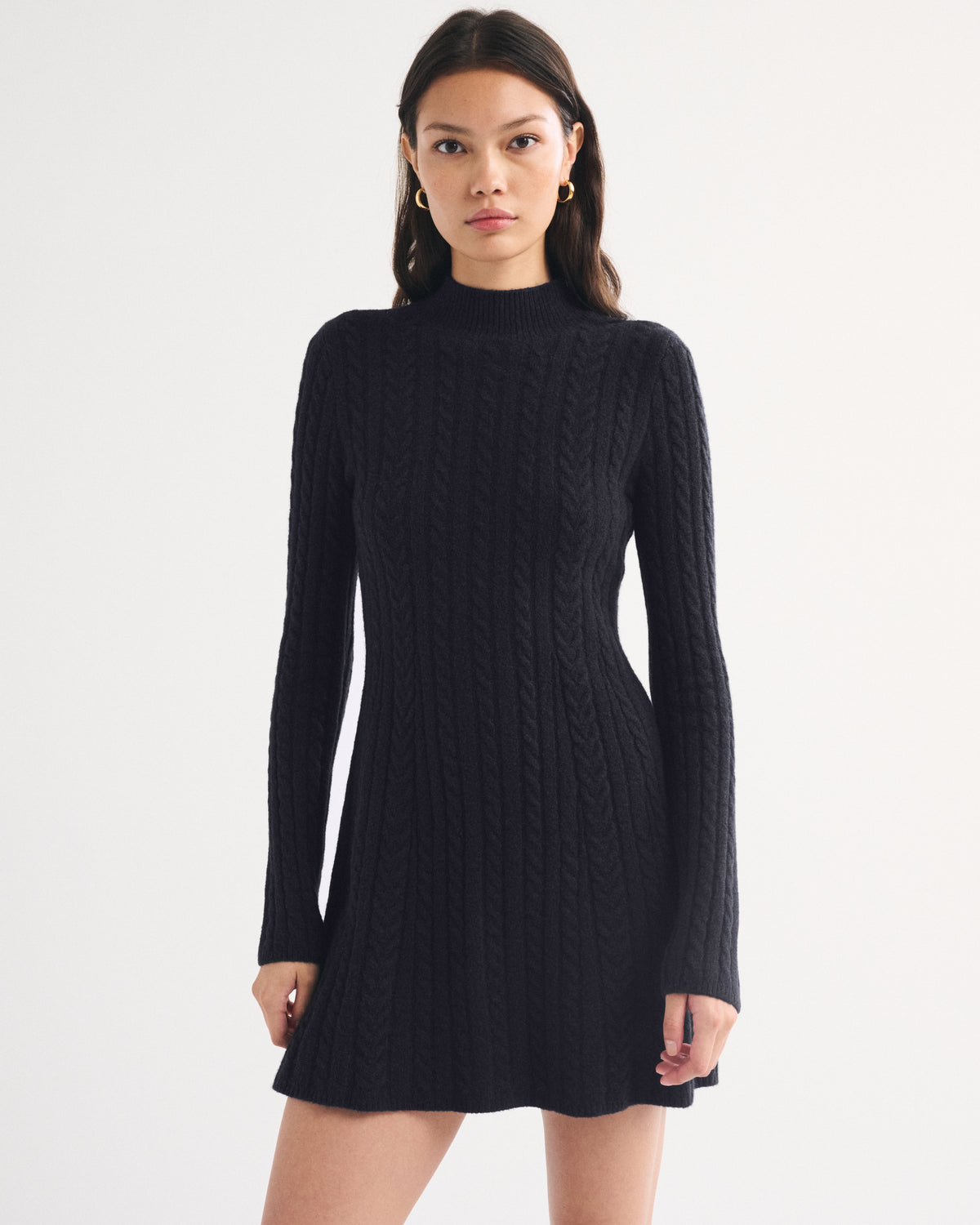 Abercrombie Mock Neck Cable Mini Sweater Dress
