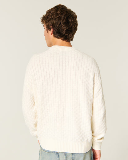 Hollister Boxy Textural Logo Crew Sweater