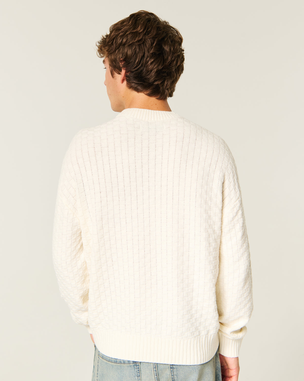Hollister Boxy Textural Logo Crew Sweater