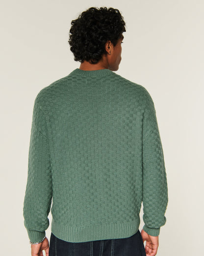 Hollister Boxy Textural Logo Crew Sweater