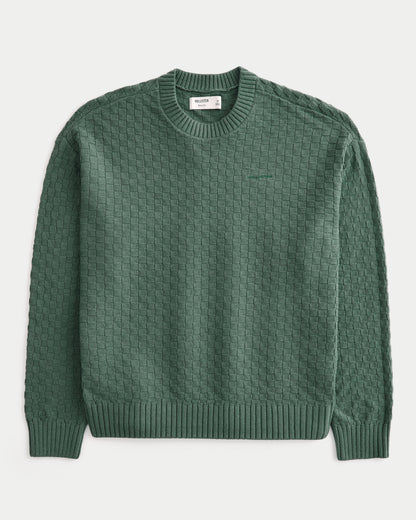 Hollister Boxy Textural Logo Crew Sweater