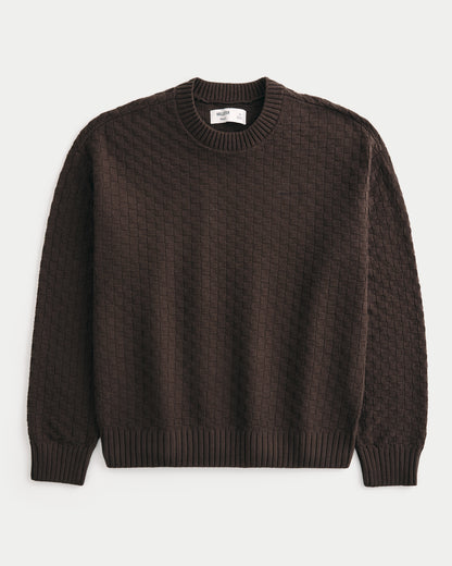 Hollister Boxy Textural Logo Crew Sweater