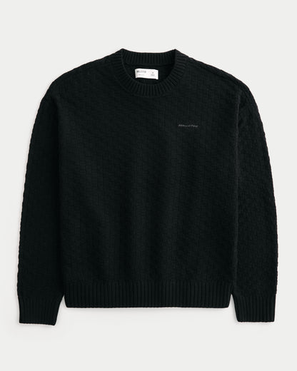 Hollister Boxy Textural Logo Crew Sweater
