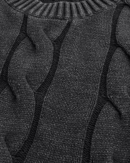 Hollister Boxy Washed Cable-Knit Crew Sweater
