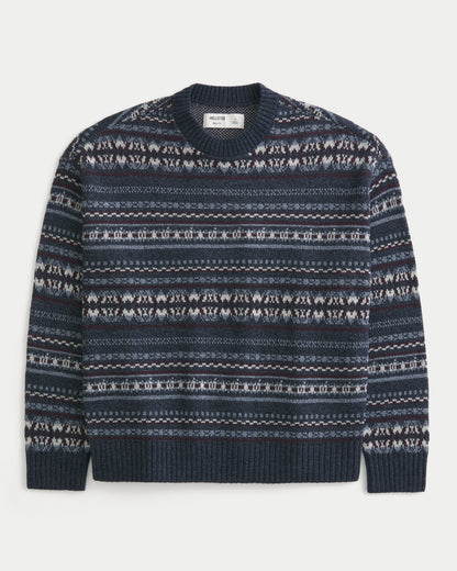 Hollister Boxy Washed Cable-Knit Crew Sweater
