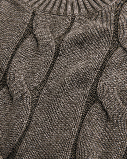 Hollister Boxy Washed Cable-Knit Crew Sweater