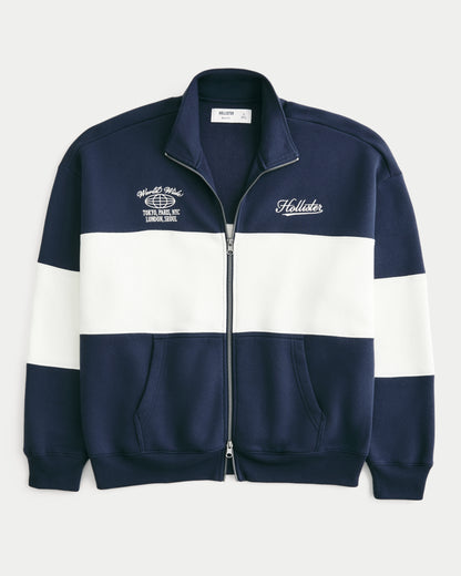 Hollister Boxy Zip-Up Logo Sweatshirt