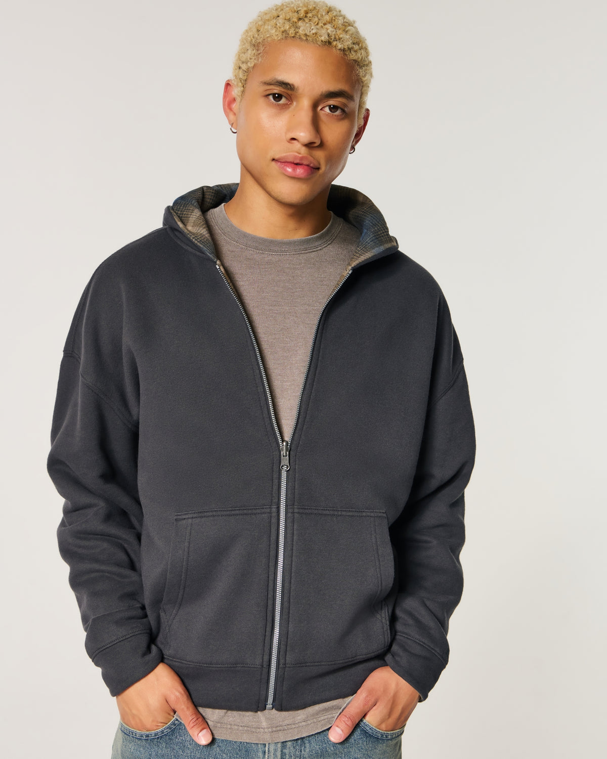 Hollister Boxy Reversible Zip-Up Hoodie