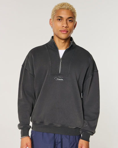 Hollister Boxy Quarter-Zip Logo Sweatshirt