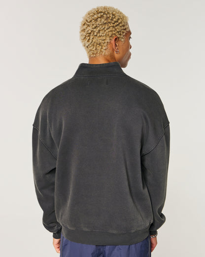 Hollister Boxy Quarter-Zip Logo Sweatshirt
