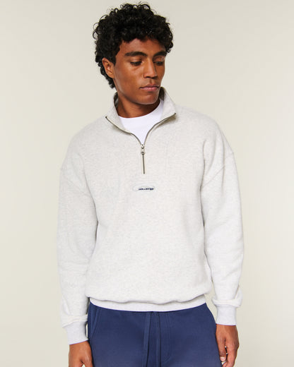 Hollister Boxy Quarter-Zip Logo Sweatshirt