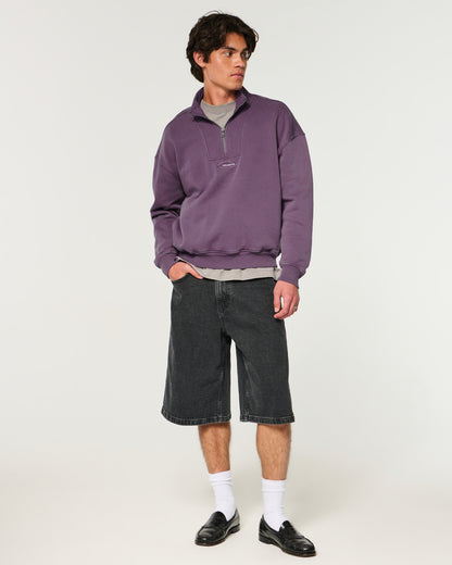 Hollister Boxy Quarter-Zip Logo Sweatshirt