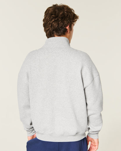 Hollister Hollister Feel Good Boxy Quarter-Zip Logo Sweatshirt