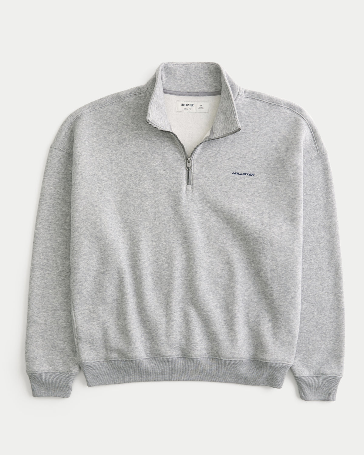 Hollister Hollister Feel Good Boxy Quarter-Zip Logo Sweatshirt