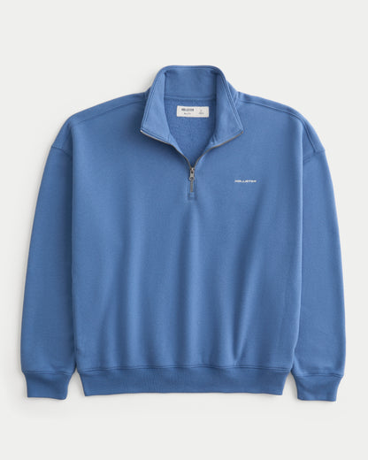 Hollister Hollister Feel Good Boxy Quarter-Zip Logo Sweatshirt
