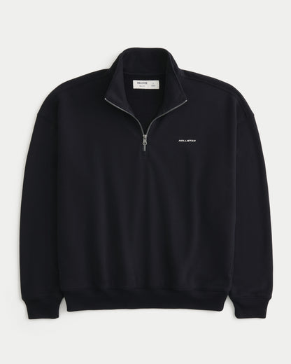 Hollister Hollister Feel Good Boxy Quarter-Zip Logo Sweatshirt