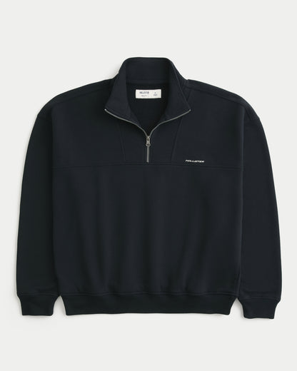 Hollister Boxy Quarter-Zip Logo Sweatshirt