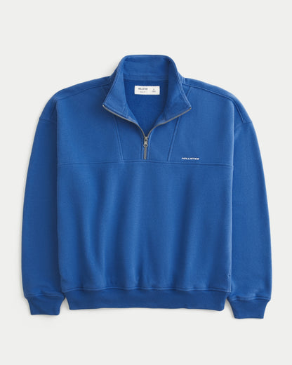 Hollister Boxy Quarter-Zip Logo Sweatshirt