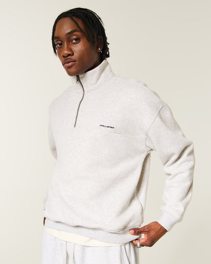 Hollister Boxy Quarter-Zip Logo Sweatshirt