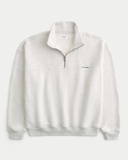 Hollister Boxy Quarter-Zip Logo Sweatshirt