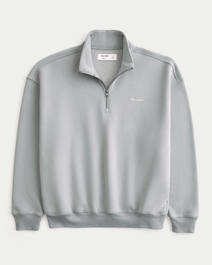 Hollister Hollister Feel Good Boxy Quarter-Zip Logo Sweatshirt
