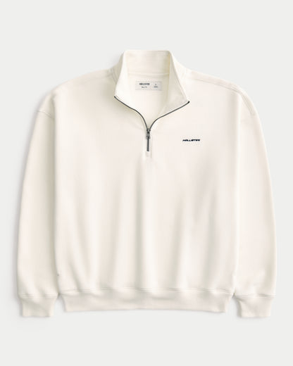 Hollister Hollister Feel Good Boxy Quarter-Zip Logo Sweatshirt