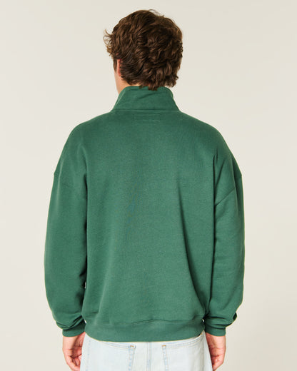 Hollister Hollister Feel Good Boxy Quarter-Zip Logo Sweatshirt