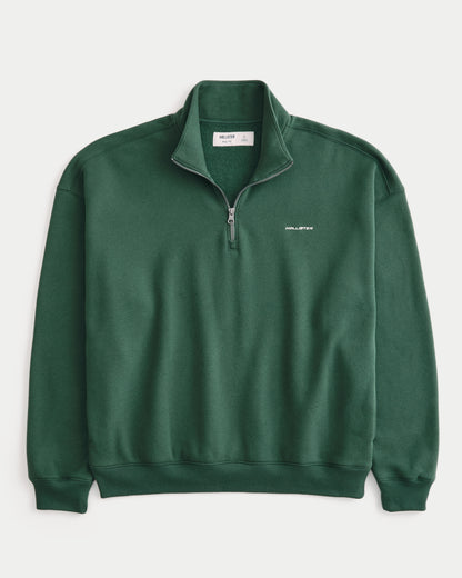 Hollister Hollister Feel Good Boxy Quarter-Zip Logo Sweatshirt