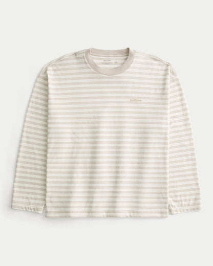 Hollister Boxy Heavyweight Long-Sleeve Crew T-Shirt