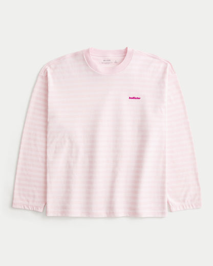 Hollister Boxy Heavyweight Long-Sleeve Crew T-Shirt