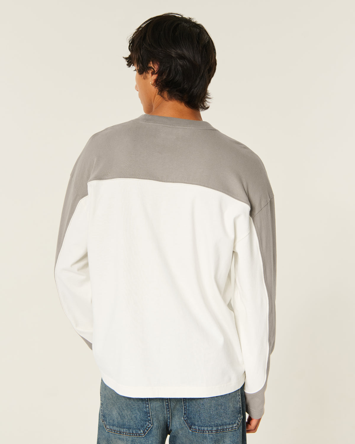 Hollister Boxy Heavyweight Piping Logo Crew T-Shirt