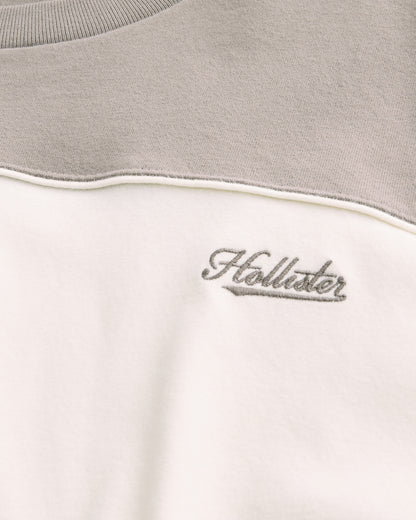 Hollister Boxy Heavyweight Piping Logo Crew T-Shirt