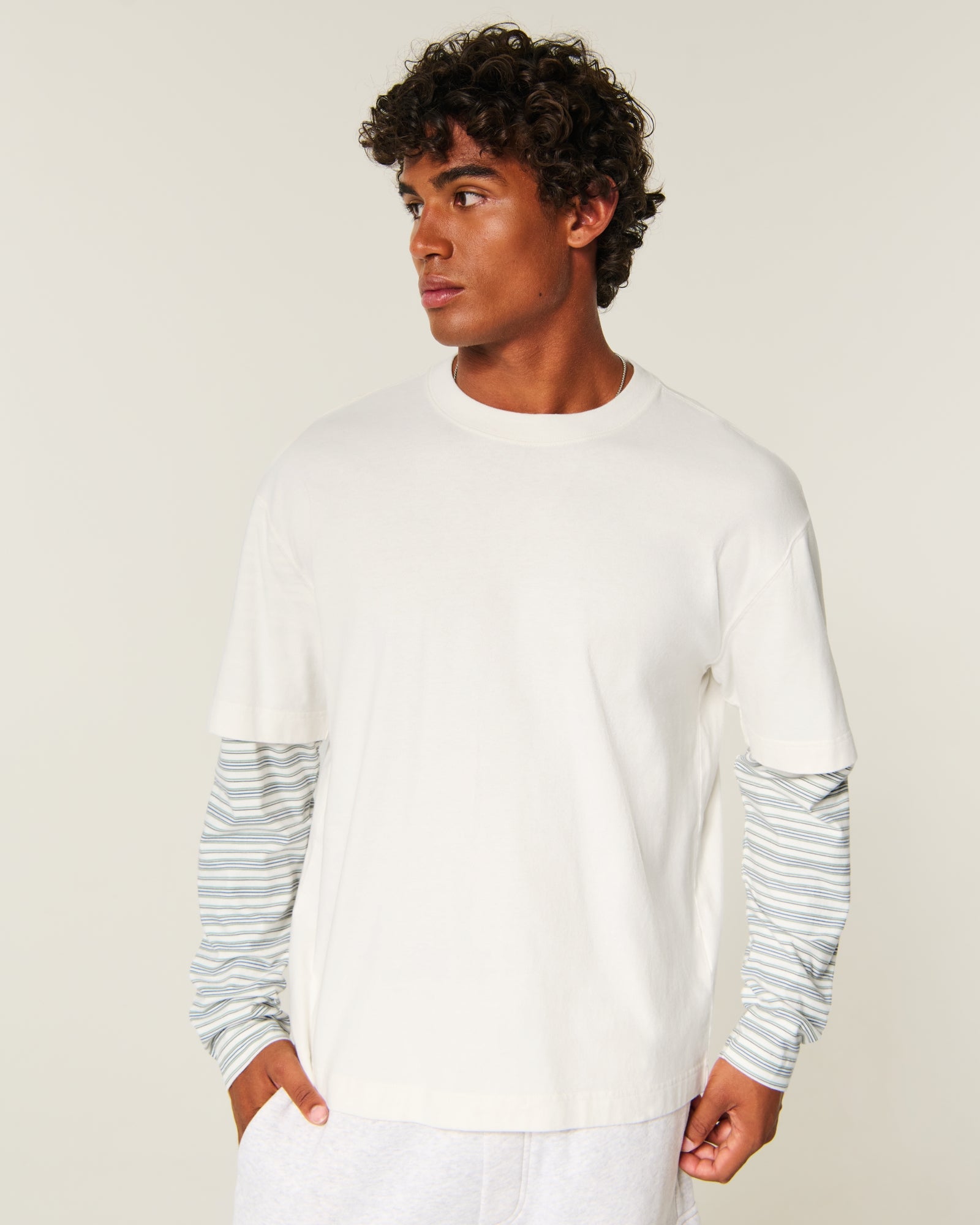Hollister Boxy Layered 2-in-1 Crew T-Shirt