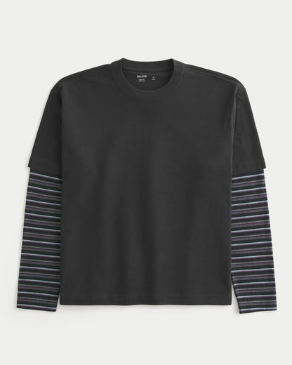 Hollister Boxy Layered 2-in-1 Crew T-Shirt