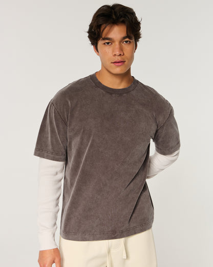 Hollister Boxy Layered Waffle 2-in-1 Crew T-Shirt