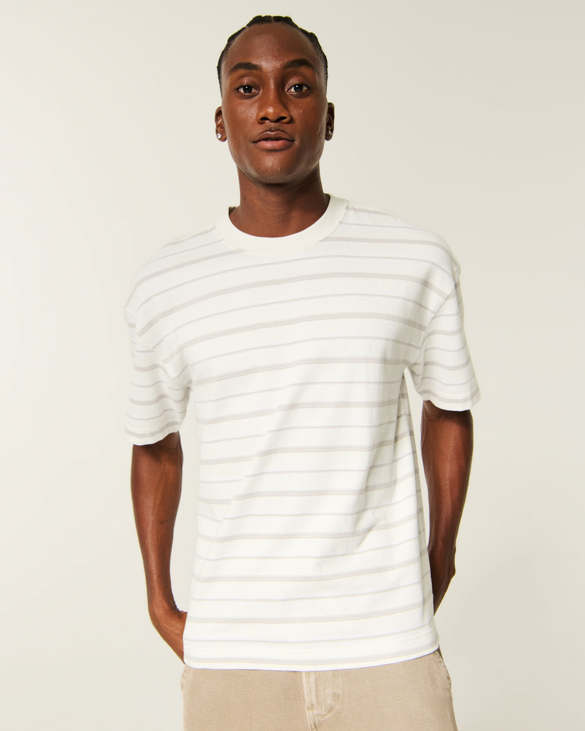 Hollister Boxy Heavyweight Striped Crew T-Shirt