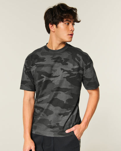 Hollister Boxy Heavyweight Camo Crew T-Shirt