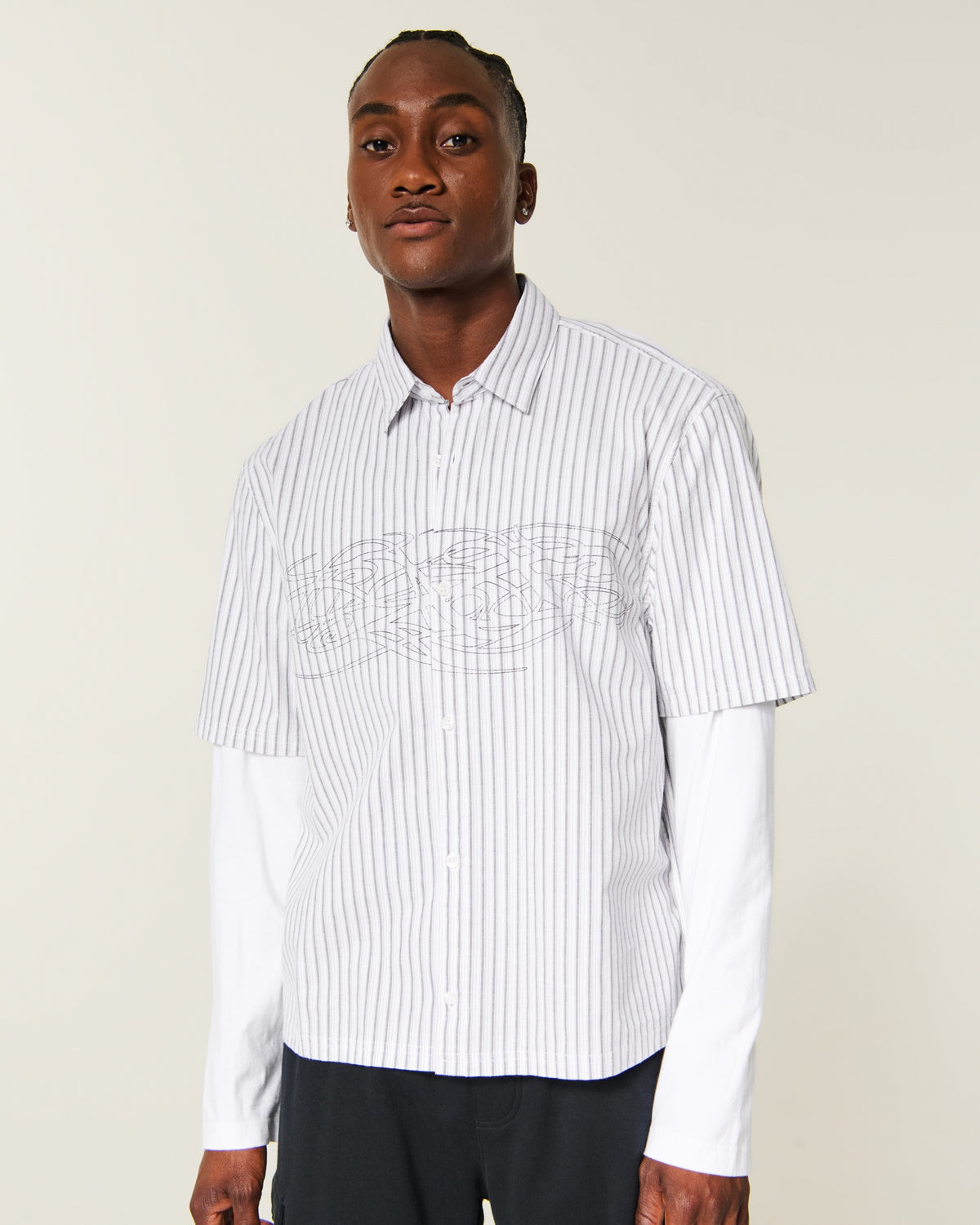 Hollister Boxy Layered 2-in-1 Button-Through Shirt
