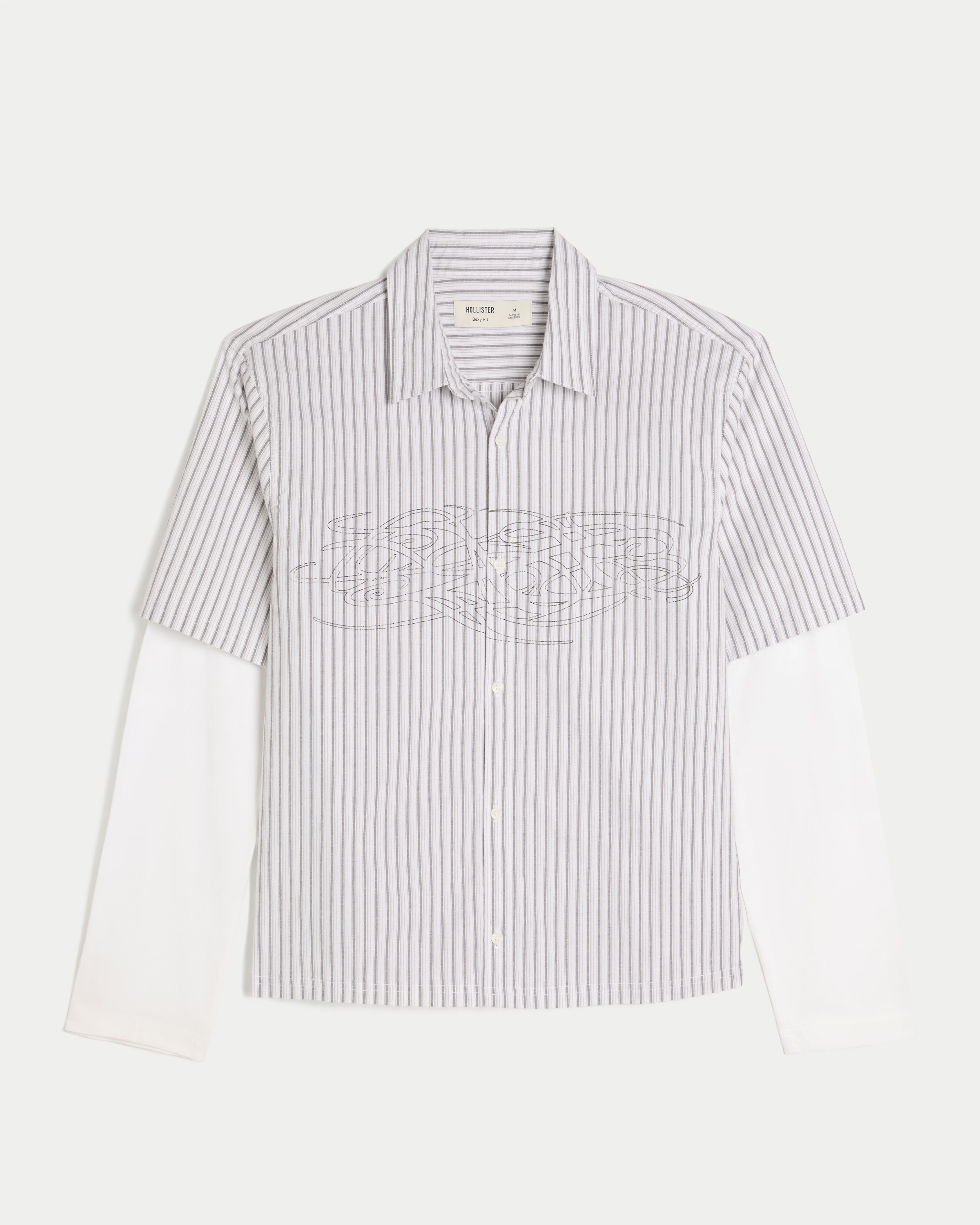 Hollister Boxy Layered 2-in-1 Button-Through Shirt