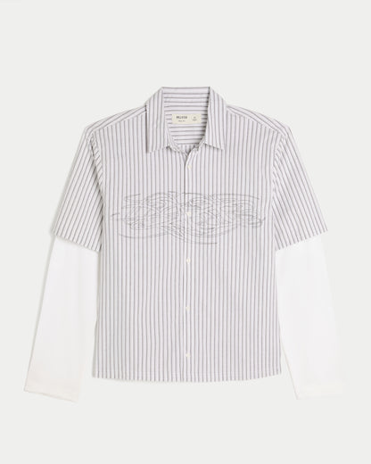 Hollister Boxy Layered 2-in-1 Button-Through Shirt