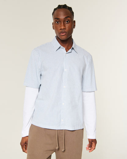 Hollister Boxy Layered 2-in-1 Button-Through Shirt