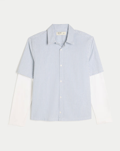 Hollister Boxy Layered 2-in-1 Button-Through Shirt