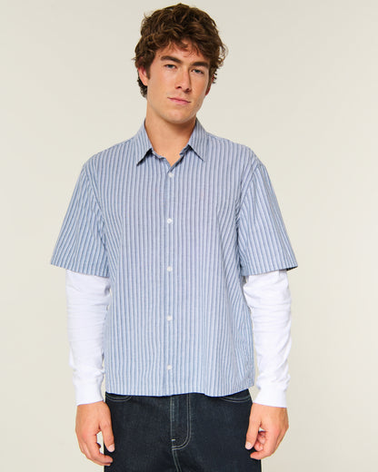Hollister Boxy Button-Through Layered 2-in-1 Shirt