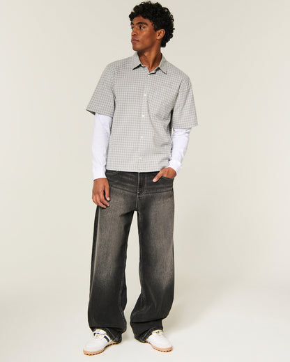 Hollister Boxy Button-Through Layered 2-in-1 Shirt